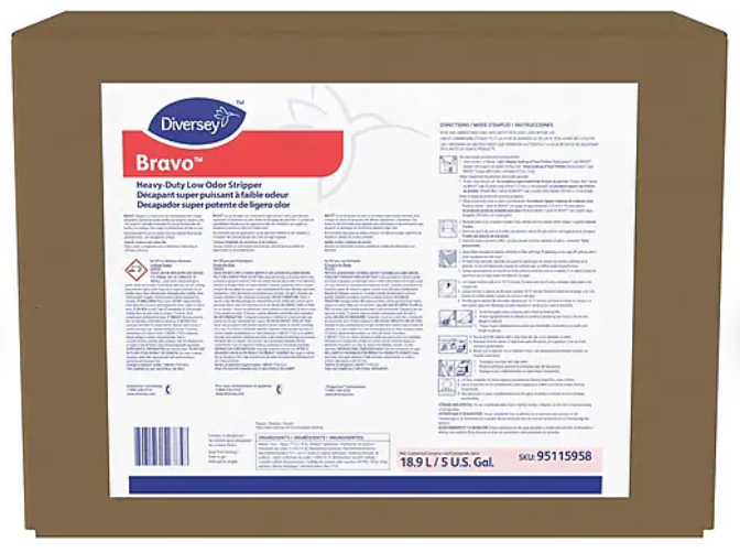 STRIPPER, BRAVO HEAVY DUTY, LOW ODOR, DIVERSEY, 5 GL BIB MAIN